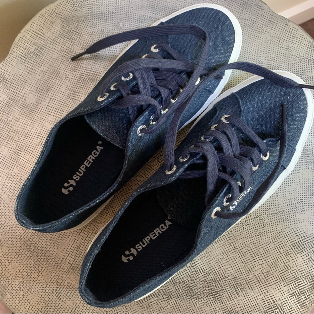 Superga Classic 39.5 ~ Blue Metallic 2750 Cotu Sneakers - Picture 4 of 10